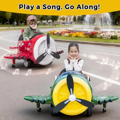 Miniatura 4 de Avión de paseo con control remoto TOBBI - Auto infantil con batería, auto para niños pequeños de 12V para conducir, autos eléctricos de paseo