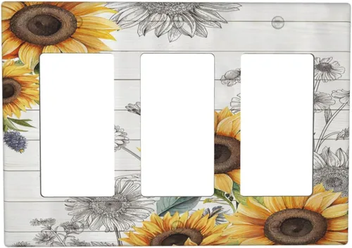 Miniatura 43 de Cubierta de Interruptor de Luz de Estilo Boho Vintage de los 70 Sol Arcoíris Champiñón Floral Rocker Individual 1 Gang Cubierta de Enchufe
