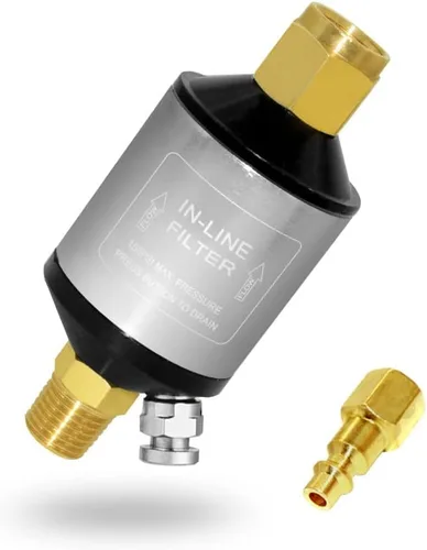 Miniatura 8 de beduan Filtro separador de aceite de agua, filtro NPT macho y hembra de 1/4 de pulgada para pistola rociadora de hilo de aire (2 unidades)