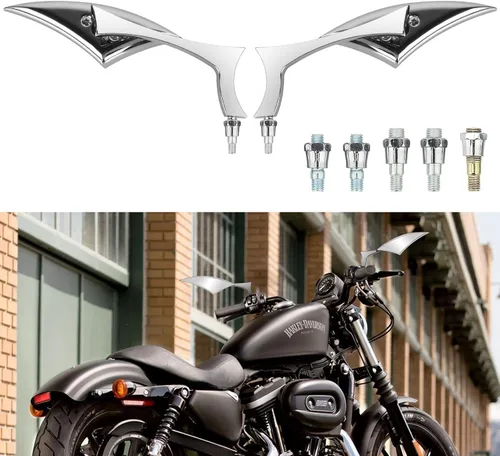 Miniatura 8 de Nifeida Espejos Laterales Negros en Forma de Hoja para Motocicleta, Espejos Laterales Convexos para Motocicleta Compatibles con Harley Cruiser