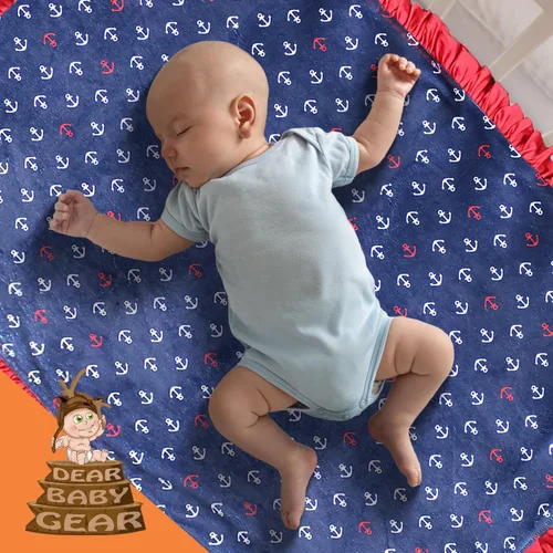 Miniatura 7 de Dear Baby Gear Ocean Deluxe - Manta para bebé, doble capa Minky, regalos de hitos y recién nacidos, manta de bebé para niñas/niños, ancla rojo