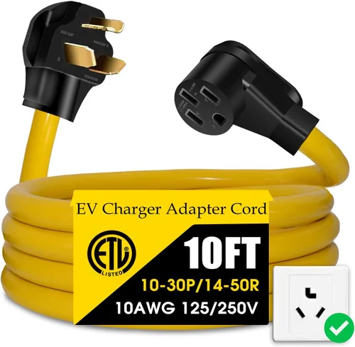 Miniatura 9 de Cable adaptador de cargador NEMA 14-30P a 14-50R EV, 125V/250V 4 clavijas de estilo moderno para secadora (después de 1996) a enchufe de cargador