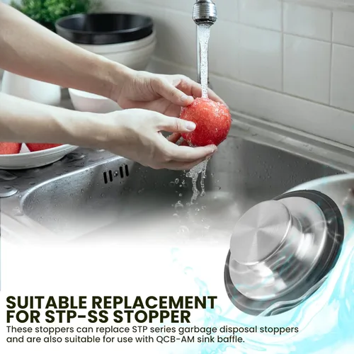 Miniatura 5 de Tapones para fregadero de cocina de acero inoxidable - Tapones de drenaje de fregadero de ajuste universal de 3.35 x 1.18 pulgadas, con sello