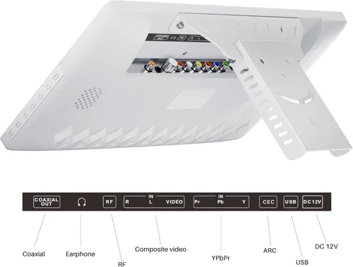 Miniatura 3 de SYLVOX TV abatible de 15.6 pulgadas para debajo del gabinete, televisor pequeño de 12 voltios con rotación de 90 grados, reducción de ruido digital