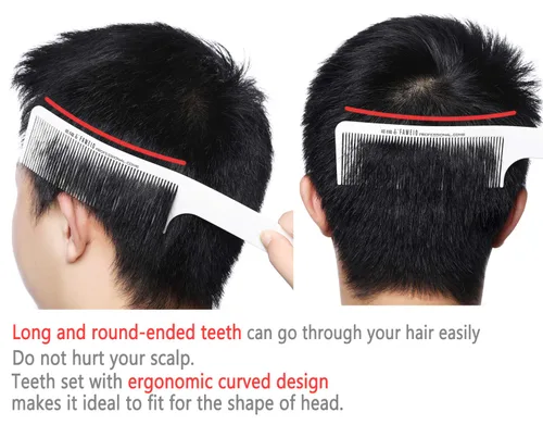 Miniatura 4 de PERFEHAIR Peine curvo del cortapelos del peluquero, peine del corte del pelo del top plano para los hombres -blanco