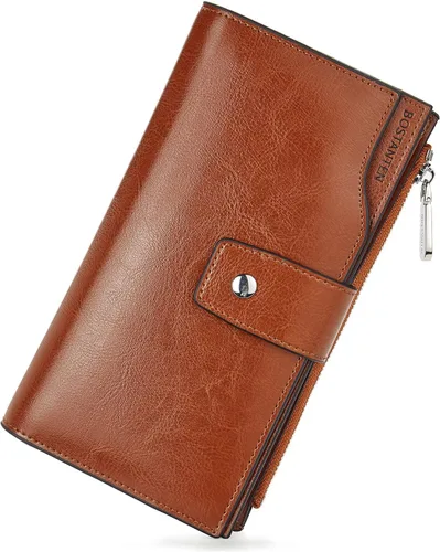 BOSTANTEN - Cartera de piel auténtica para mujer con bolsillo con cremallera), BL3162011Kcoffee