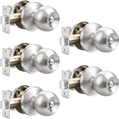 Miniatura 30 de Probrico Paquete de 10 pomos redondos para puerta de cama/baño, función de privacidad para baño/dormitorio, pomos de puerta interior con cerradura