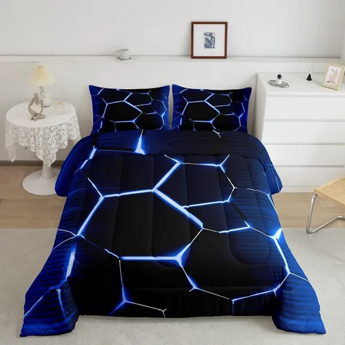 Miniatura 46 de Feelyou Juego de edredón de nido de abeja, edredón hexagonal rojo degradado para niños, niñas, adolescentes, juego de ropa de cama geométrico, Multi