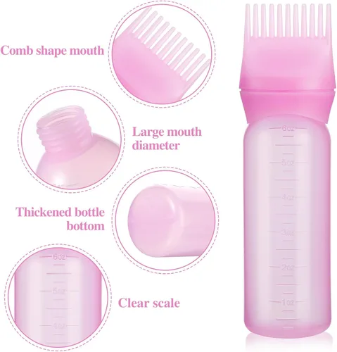 Miniatura 3 de Pimoys Paquete de 2 Botellas Aplicadoras de Peine para Raíces, Aplicador de Aceite de 6 Onzas para Tinte de Cabello, Aplicador de Aceite