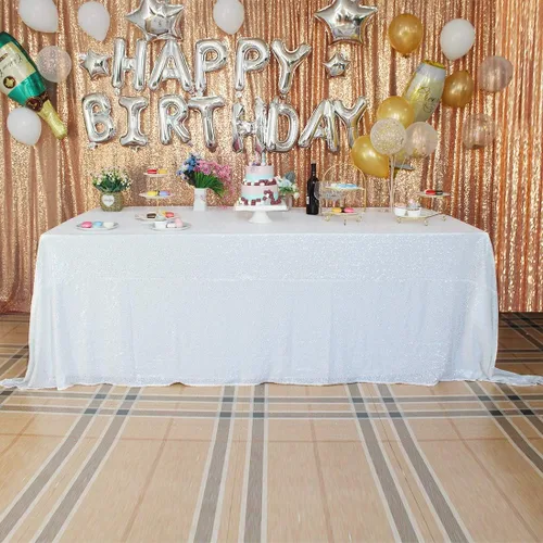 Miniatura 60 de JYFLZQ Mantel de lentejuelas azul bebé de 50 pulgadas, pequeño, redondo, brillante, para boda, fiesta de cumpleaños, baby shower