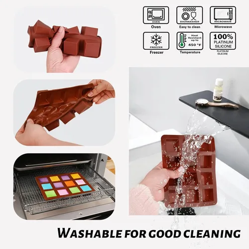 Miniatura 5 de Moldes de silicona para derretir cera, 3 piezas de 12 cavidades cuadradas de silicona para derretir cera perfumada, trufas de chocolate, dulces