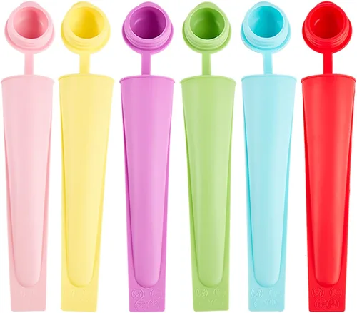 6 moldes para paletas de hielo, moldes de silicona para niños, tubos reutilizables para congelador, molde multicolor para paletas de hielo, máquina
