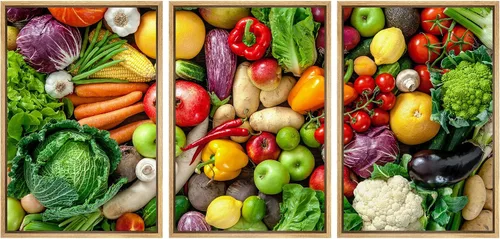 Miniatura 94 de wall26 Lienzo enmarcado para pared, juego de arte de hierbas, verduras y condimentos en madera, alimentos, fotografía cultural, realismo, paisaje