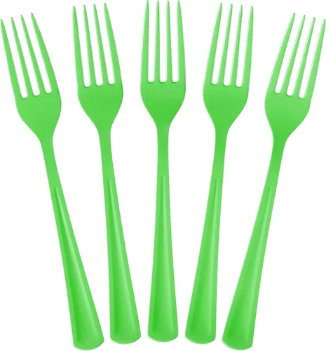 Miniatura 21 de Party Solids Tenedores de plástico negro, 100 piezas, tenedores negros, utensilios desechables, juego de cubiertos de plástico resistente