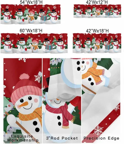 Miniatura 5 de Cenefas de muñeco de nieve de Navidad para cocina, cafetería, árbol de Navidad de invierno, copos de nieve, cenefa de ventana de dibujos animados