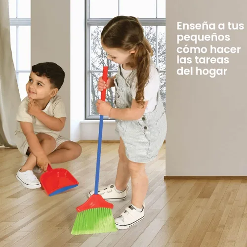 Miniatura 7 de Play22 Juego de limpieza para niños de 4 piezas – El juego de limpieza de juguetes incluye escoba, trapeador, cepillo, bandeja para el polvo – El