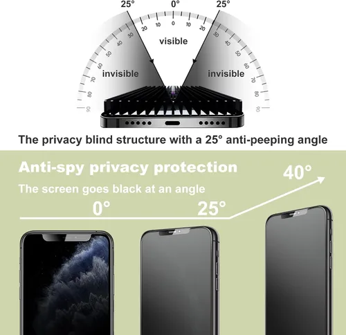 Miniatura 2 de Paquete de 2 protectores de pantalla antiespía de privacidad mate para iPhone X/XS/11 Pro (5.8 pulgadas), vidrio templado 9H, antirreflejos