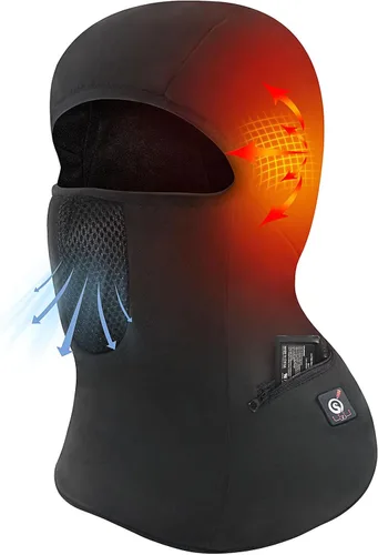 Pasamontañas de esquí con calefacción para hombres y mujeres, máscara facial eléctrica con calefacción, invierno al aire libre, negro, resistente al