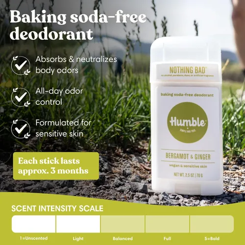 Miniatura 2 de HUMBLE BRANDS - Desodorante natural sin aluminio para mujeres y hombres, desodorante vegano sin crueldad, formulado para pieles sensibles, bergamota