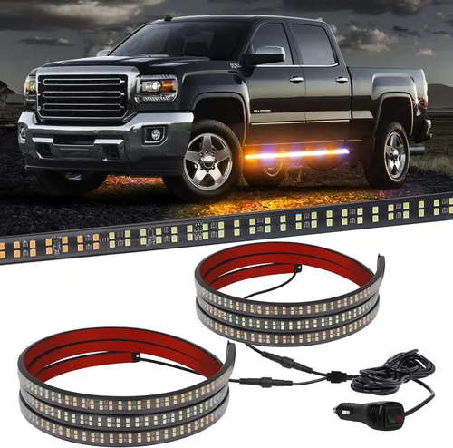 Miniatura 15 de XRIDONSEN 2 piezas de tiras de luces de emergencia para camiones de 70 pulgadas, 864 LED, luces estroboscópicas de tablero de funcionamiento, luces