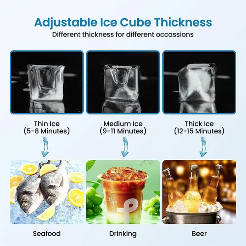 Miniatura 6 de Máquina para hacer hielo, 80 libras/24 horas, capacidad de hielo de encimera, contenedor de hielo de 30 libras, 32 cubitos de hielo/ciclo, máquina