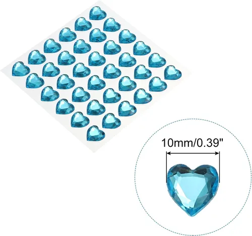 Miniatura 2 de MECCANIXITY 144 calcomanías autoadhesivas de diamantes de imitación de corazón de 0.394 pulgadas para maquillaje de San Valentín, artes y Azul