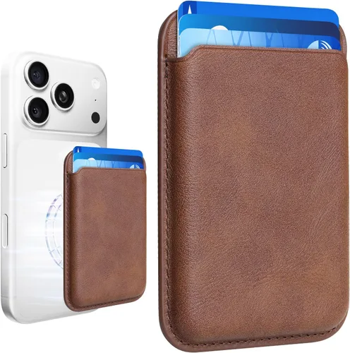 Miniatura 10 de Tarjetero magnético más fuerte de piel RFID para iPhone 16 Series, accesorios Mag-Safe para iPhone 17/16/15/14/13/12 y Pro/Promax, negro