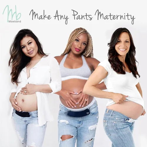 Miniatura 3 de Maeband faja de maternidad, cinturón de maternidad, extensor de cintura, ropa de embarazo, jeans de maternidad, L, Negro (Midnight black)