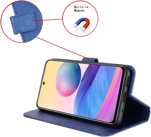 Miniatura 6 de Funda para Xiaomi Poco M4 Pro 4G Funda de cuero, Funda para Xiaomi Poco M4 Pro 4G 2201117PI 2201117PG Funda de cuero PU Flip Cover Azul