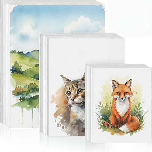 Outus 300 hojas de papel de acuarela de 3 tamaños a granel, papel blanco de prensa en frío de 140 libras/10.58 oz/m², 4 x 6, 5 x 7, 9 x 12 pulgadas