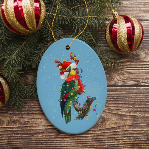Miniatura 2 de Adornos de Navidad con temática de animales (adorno de Navidad de loro)