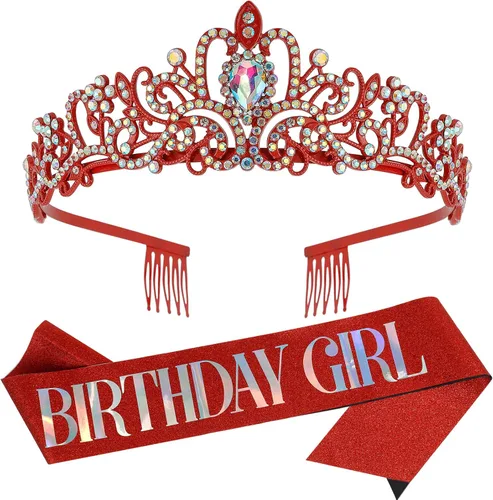 Miniatura 8 de COCIDE Juego de Banda y Tiara de Pedrería para Niña de Cumpleaños - Banda de Cumpleaños Plateada y Tiara para Mujeres - Accesorios para el Cabello