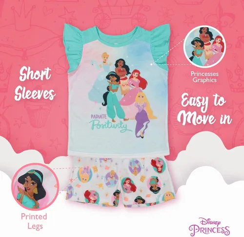 Miniatura 4 de Disney Conjunto de pijama de algodón ajustada de 4 piezas para niña