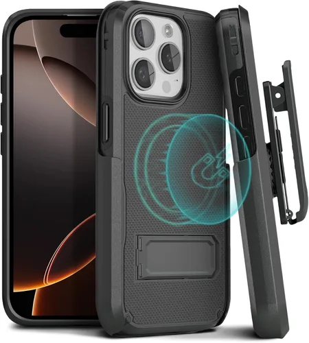 Miniatura 17 de MOTIVE Funda para iPhone 15 con clip para cinturón, magnética compatible con MagSafe, combo de funda de carcasa a prueba de golpes, funda para Negro