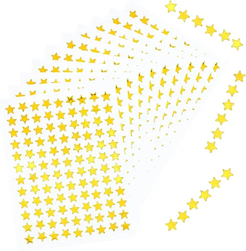 2160 unidades, 20 hojas de calcomanías pequeñas de estrella dorada, calcomanías de recompensa de 0.3 pulgadas de diámetro, calcomanía de estrella