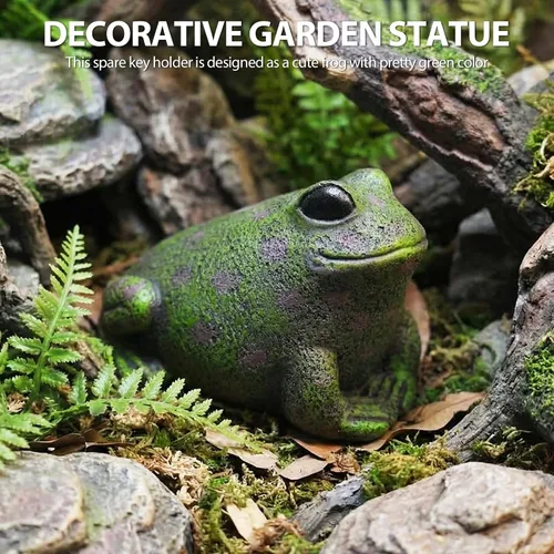 Miniatura 5 de Ocultador de llave de repuesto para exteriores, forma de rana, para ocultar una llave para decoración de jardín, soporte para llaves para casa