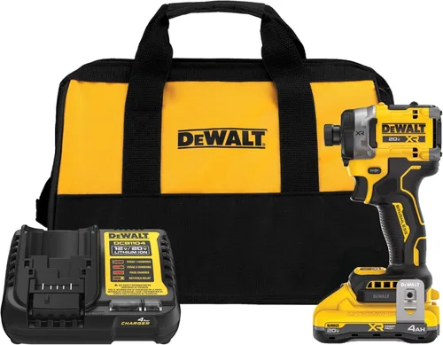 DEWALT Kit de destornillador de impacto 20V MAX XR sin escobillas, inalámbrico, 3 velocidades, alto torque, 1/4 pulg. con XR POWERPACK y cargador
