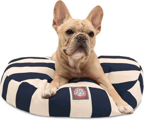 Miniatura 40 de Majestic Pet Products - Cama redonda pequeña para perros con rayas verticales negras para interiores y exteriores, con funda extraíble y lavable