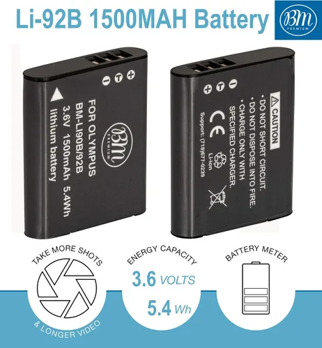 Miniatura 3 de BM Premium 2 LI-90B, LI-92B Baterías y cargador de batería dual para cámaras Olympus Tough TG-7, TG-1, TG-2, TG-3, TG-4, TG-5, TG-6, TG-Tracker