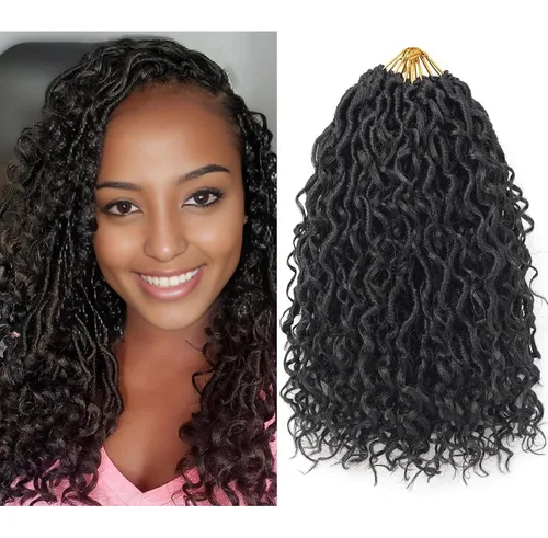 Miniatura 22 de Aipin Goddess Cabello de Ganchillo de 18 Pulgadas Boho River Locs Hippie Locs Ondulado de Ganchillo Con Cabello Rizado en el Medio y Extremos 613
