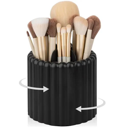 Miniatura 9 de Anyoifax Organizador de brochas de maquillaje giratorio 360 grados con 7 ranuras, organizador de brochas de maquillaje extraíble, soporte giratorio
