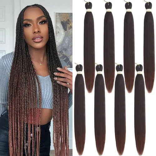 Miniatura 8 de Beyond Beauty - Trenzas preestiradas de cabello profesional sin picazón, ajuste de agua caliente, fibra sintética, textura Yaki, extensiones