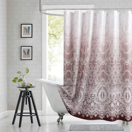 Miniatura 32 de Cortina de ducha gris, cortinas de ducha de tela de microfibra gris degradado para baño, cortinas de baño modernas impermeables, 72 pulgadas