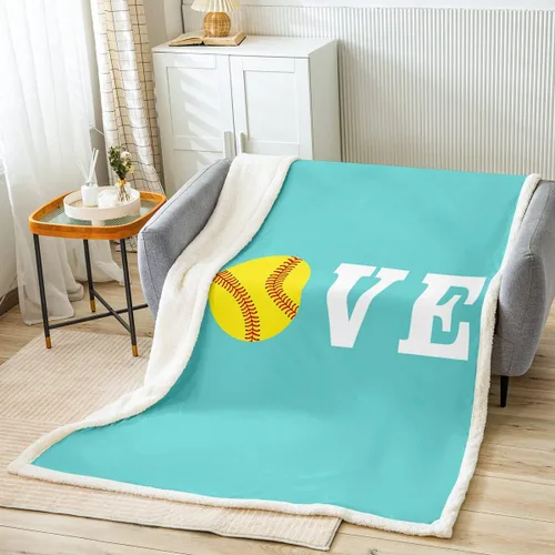 Miniatura 28 de Feelyou Football Throw Blanket Basketball Sports Soft Fleece Sherpa Cozy Fuzzy Plush Warm Soccer Ball Game Fuzzy Plush Throw Black Baseball Gaming