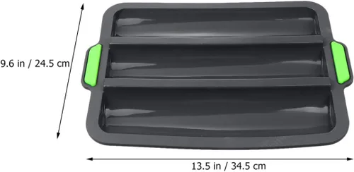 Miniatura 4 de Hemoton Molde de silicona para baguette, bandeja de pan francés, forma de pan, molde para hornear pan, molde para subrollo, tostado, negro, 13.6 x