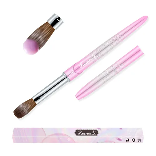 Miniatura 12 de Pincel para uñas acrílicas tamaño 16, pinceles de arte de uñas 100% puro Kolinsky de KEMEISI con mango resistente, forma ovalada, herramientas