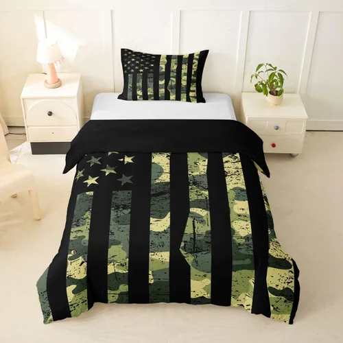 Miniatura 49 de Funda de edredón rústica tamaño Queen, juego de ropa de cama retro para cabaña de cabaña, oso de caza, ciervo, hojas de arce, funda de edredón