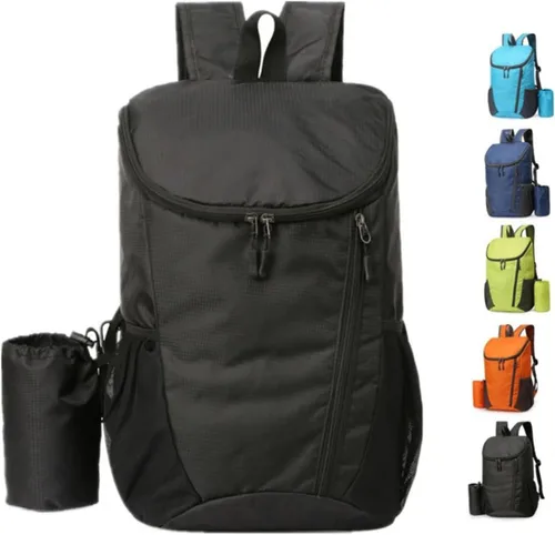 Mochila plegable portátil, mochila plegable para montañismo, mochila ultraligera para ciclismo al aire libre, mochila de senderismo para viajes Negro