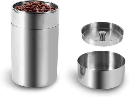 Yosoo Health Gear Recipiente de acero de lata de té con tapa, latas de té de acero inoxidable para té suelto, recipientes de metal con tapa de sello