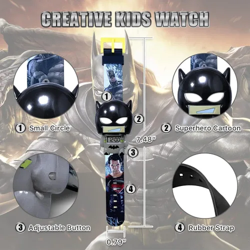 Miniatura 3 de Reloj de superhéroe para niños, reloj digital para niños y niñas, fácil de leer, lindo reloj de pulsera de dibujos animados, regalo para vacaciones
